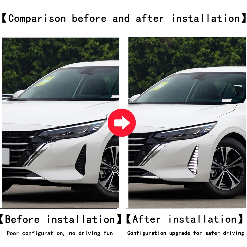 

2pcs For Nissan Sylphy 2023 2024 LED Daytime Running Light Waterproof Yellow Turn Signal Indicator Light Bumper DRL Fog Lamp