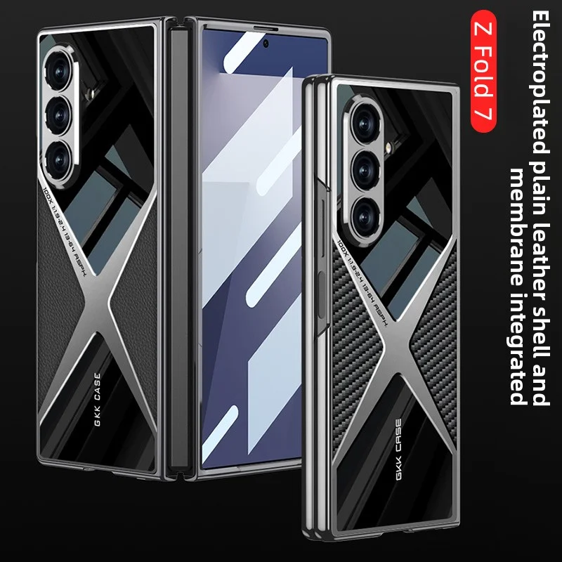 

Чехол для Samsung Galaxy Z Fold 7, роскошный чехол из искусственной кожи с передней пленкой, защитная задняя крышка, чехол для Samsung Z Fold 7, чехол
