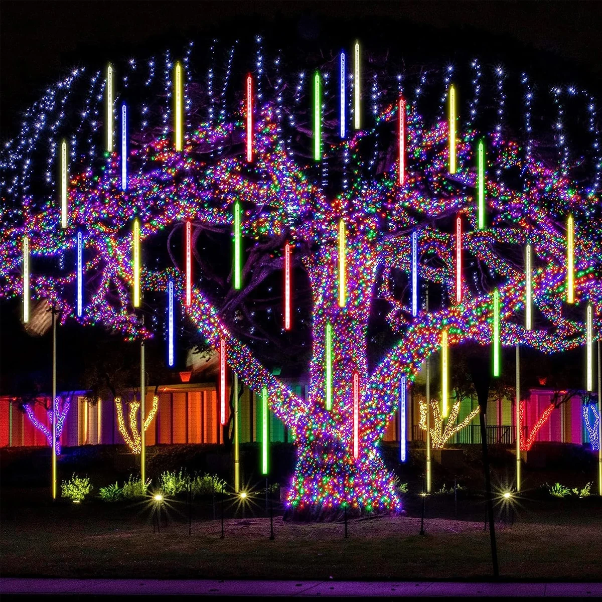 LED Solar Meteor Light 30/45CM Outdoor Meteor Showe Star Lantern String Lights Christmas Tree Party Wedding Holiday Decoration