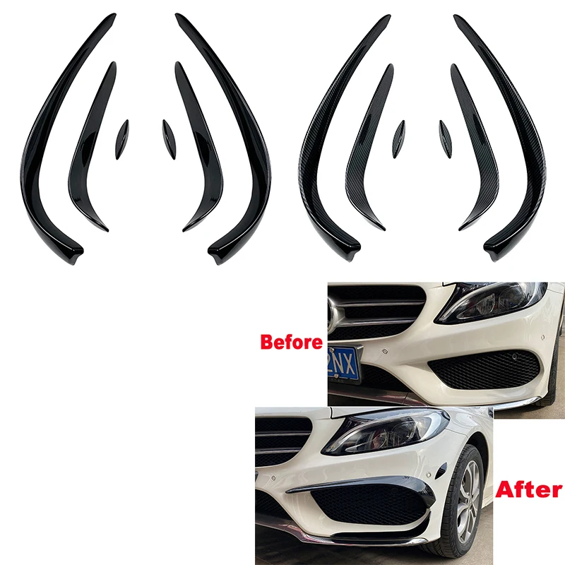 

Car Front Bumper Spoiler Fog Light Splitter Set Glossy Black Fit For Mercedes-benz C-Class W205 2015-2018 C180 C200 C260 C43 AMG