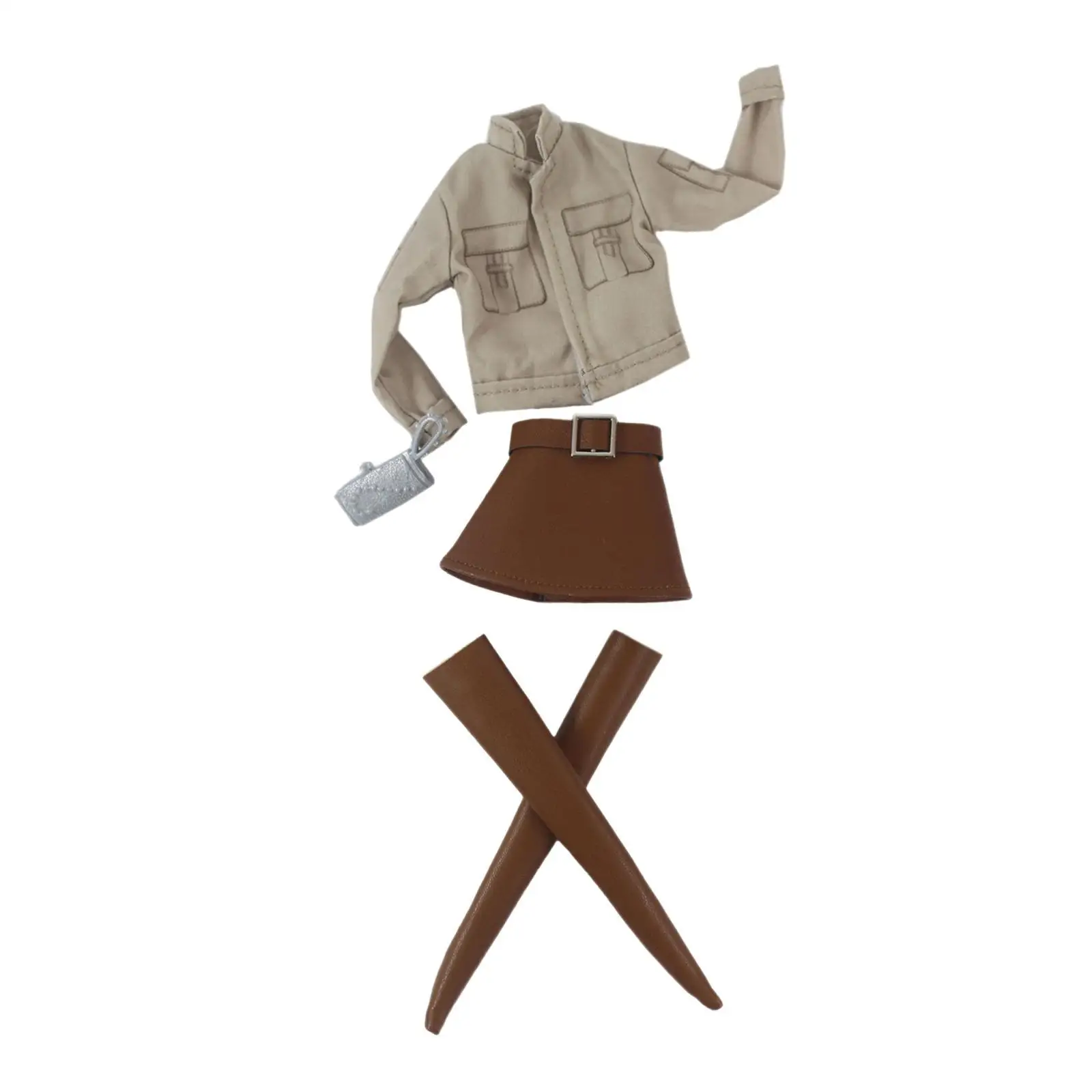 Handcrafted 30cm Doll Clothes Outfit Designer BJD Jacket Skirt Set for Girl Dolls Dress Up Play