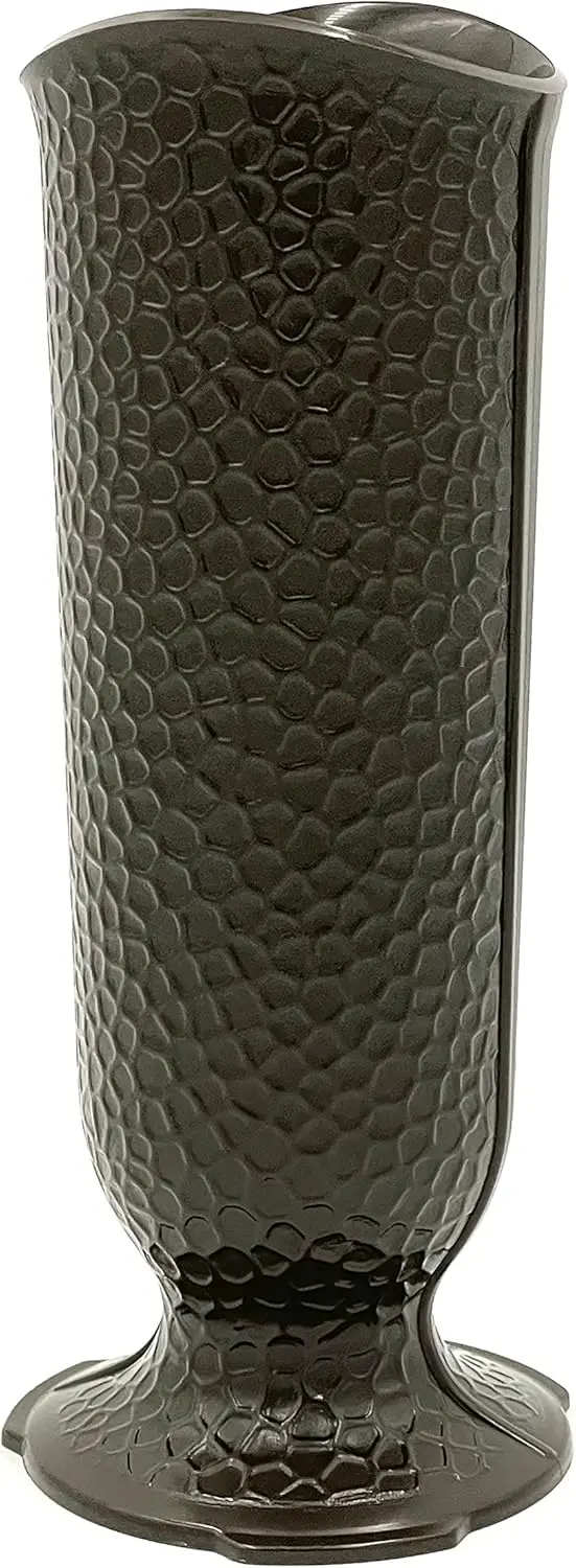 

Dark Brown Plastic Cemetery Flower Vase with Lock-in Flanges, 4" Base - Replacement for Graves