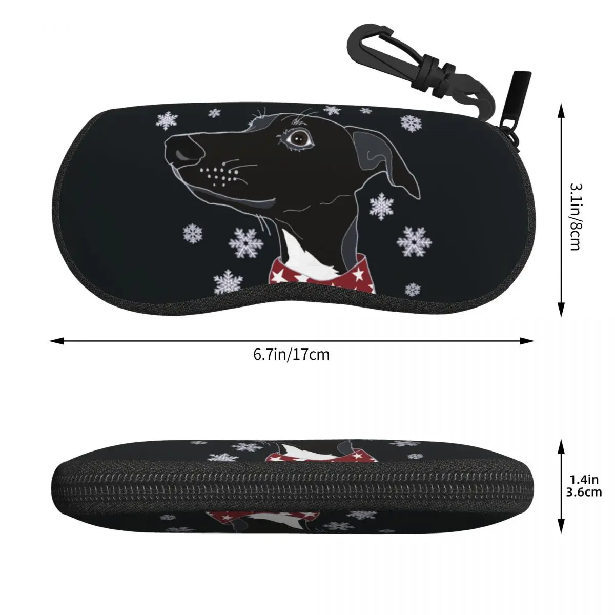 Custom Cute Winter Whippet Glasses Case Portable Lurcher Greyhound Dog Shell Eyeglasses Case Sunglasses Box