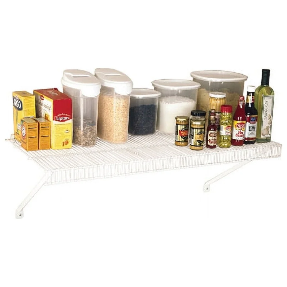 Freestanding Steel Storage Shelf Tight Mesh Design 30 lbs Capacity Durable White Ventilated Shelving Easy to Clean Indoor Use