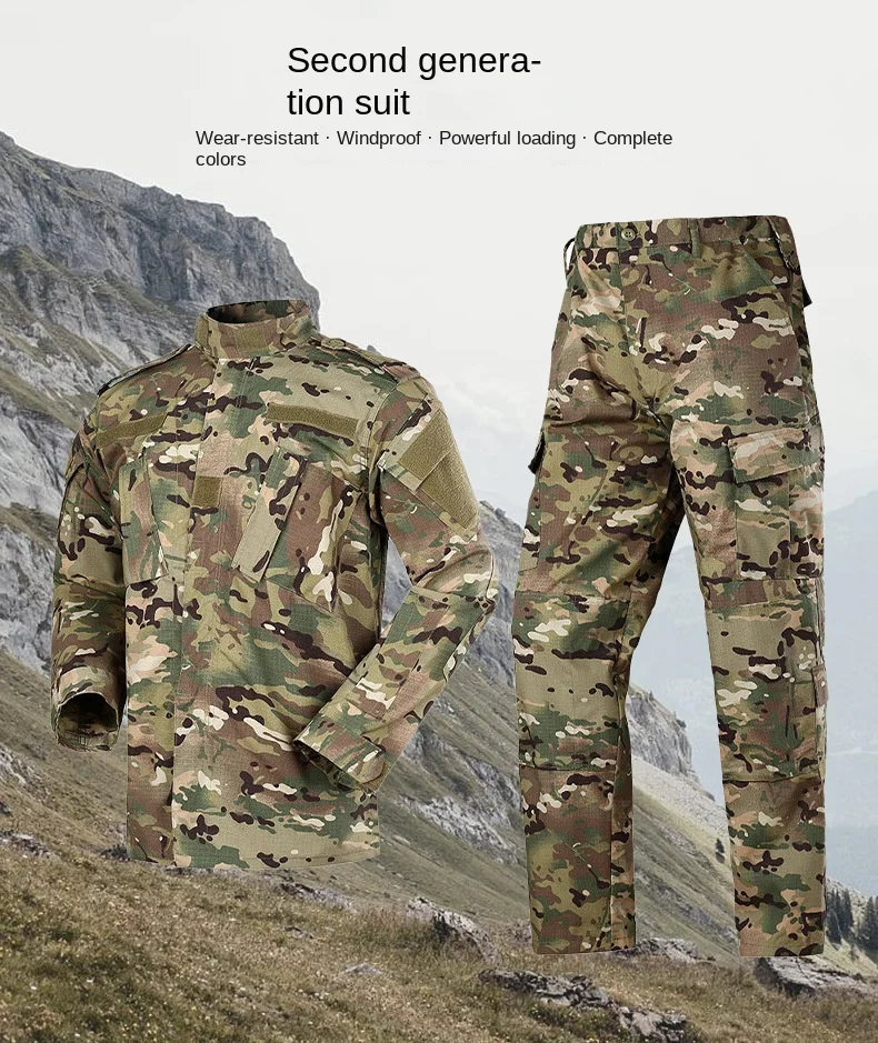 2026 Tactical Camo ACU Uniform Men 2Pcs Set Durable Wear-Resistant Training Security Duty Uniforms