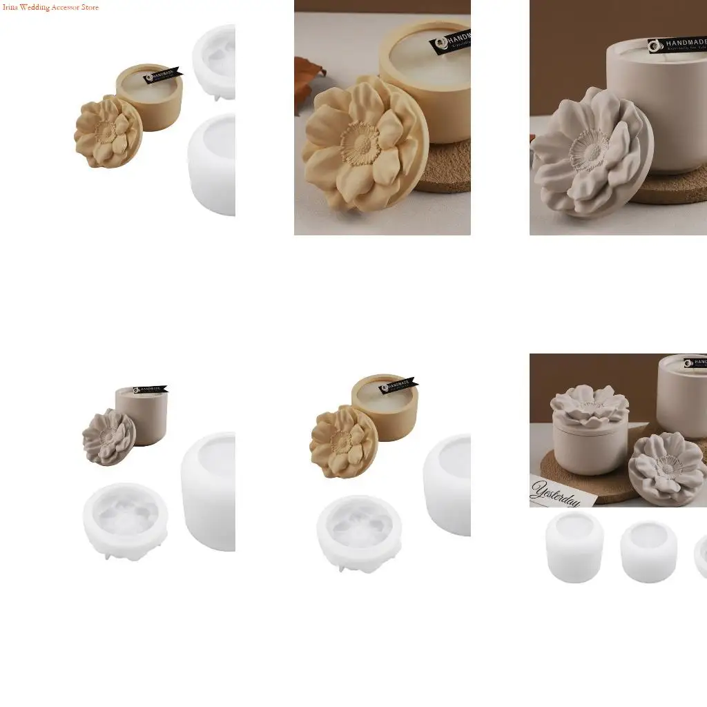 G92D Handcraft Own Resin Jar with This Flower Sturdy Silicone Mould Portable Accessory for Jewelry Dishes and Art Projects