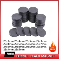 Imanes redondos de diámetro 20mm, 22mm, 24mm, 25mm, ferrita, imán negro ordinario, imanes artesanales, pegatina para refrigerador, parche magnético DIY