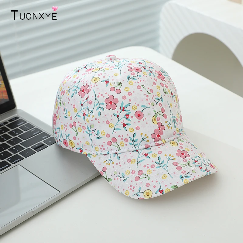 bones-de-beisebol-infantis-de-verao-com-estampas-florais-para-meninas-bone-de-sol-com-aba-ajustavel-para-criancas-de-4-a-8-anos