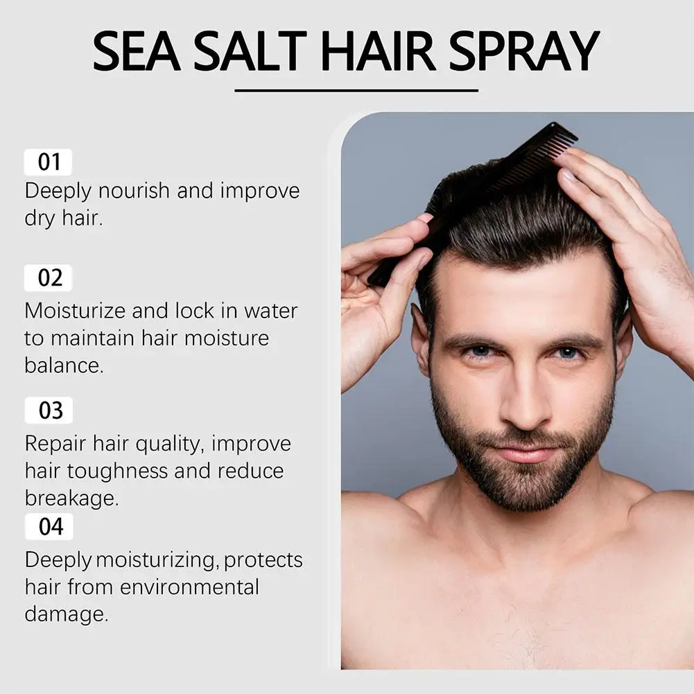 

Sea Salt Spray For Hair Men Hair Styling Spray Improving Volumizing Texturing Natural Sea Salt Nourishing Hair Fixing Care 30ml