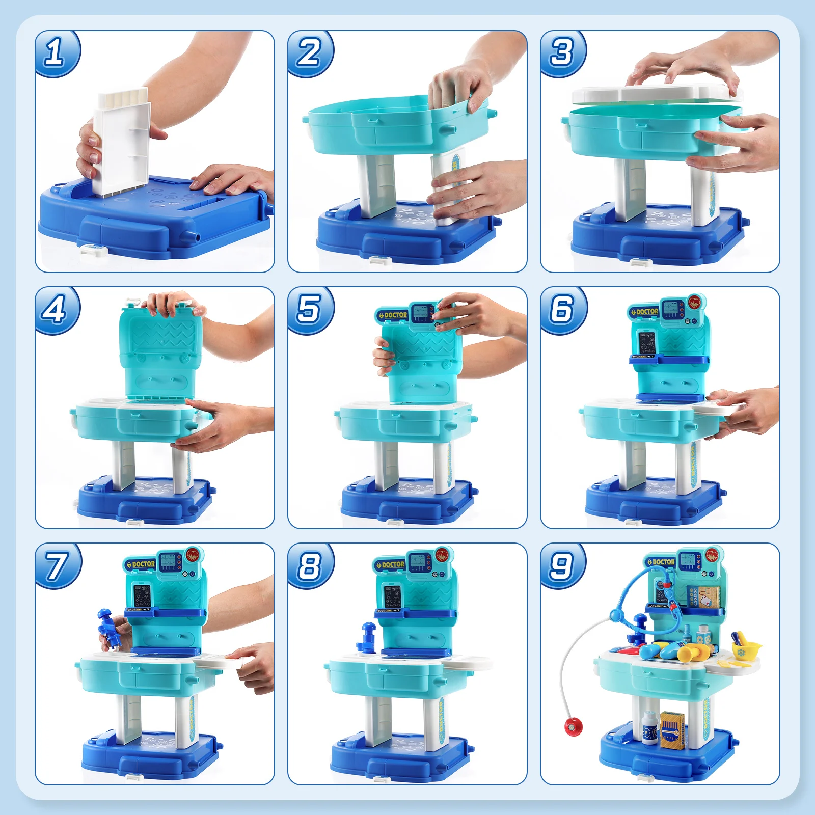 Toyvian-Kit de docteur simulé, ensemble de jeu de simulation 2 en 1, sac à dos Electrolux, jouet pour garçon, cadeaux pour fille, 31 pièces