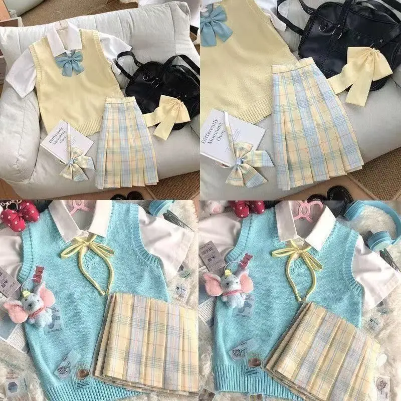 

Комплект школьной формы JK: Модный комплект из трех предметов в стиле Sweet Vest Top – универсальный и стильный вариант для студентов