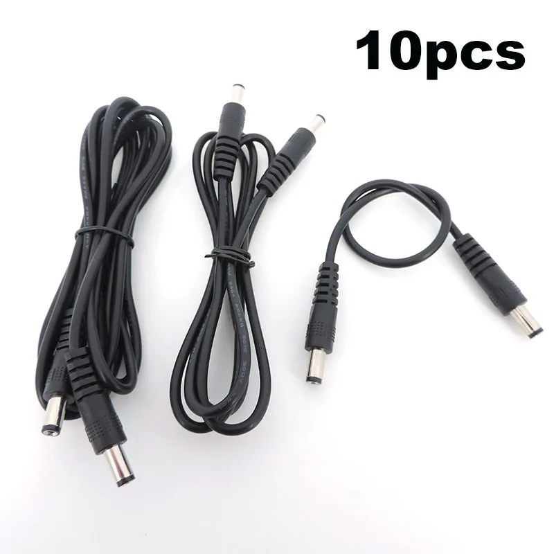 

10pcs 0.5m/1M/2M 12V DC Power supply Connector Extension Cable Male To Male Plug 5.5 x 2.1mm CCTV Camera Adapter Cords L1