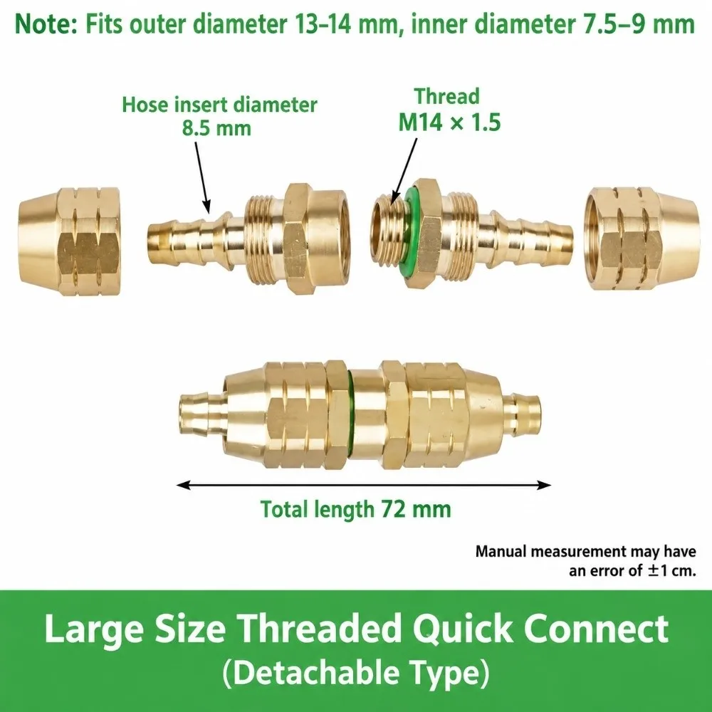 Copper Quick Coupling Connector High Pressure Detachable Center Copper Hose Connector Separable Male Female