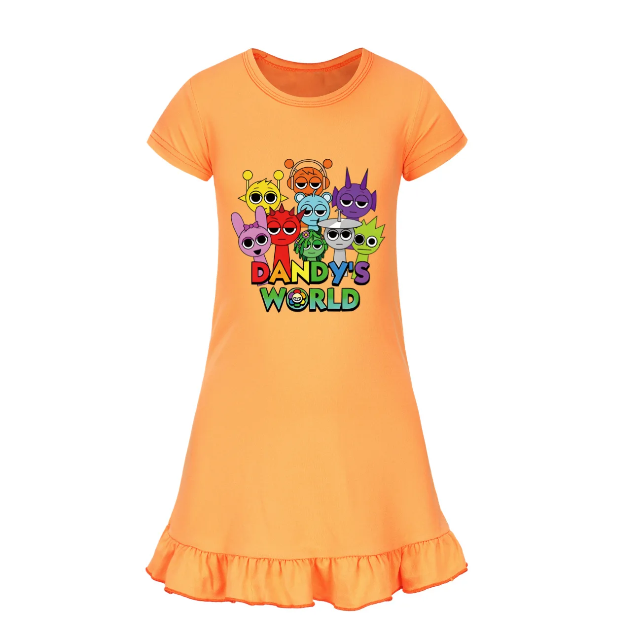 Hot sprunki Child Clothes Kids Summer Horror Game Incredibox Pajamas Dress Baby Girls Short Sleeve Nightgown Cartoon Sleep Wear