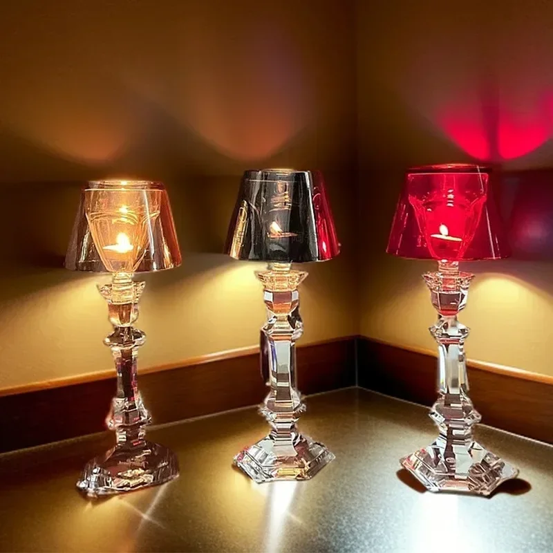 Passion Fire Tall Crystal Candlestick Home Gift with Exquisite Gift Box