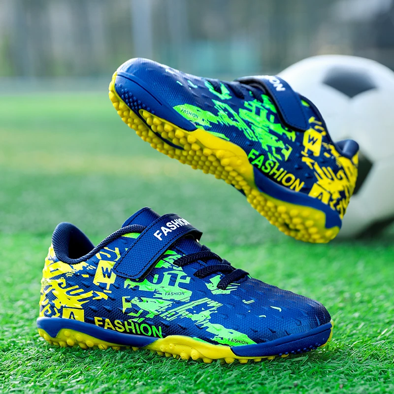 

Детские футбольные бутсы для игры на траве, нескользящие, с поддержкой голеностопа, для улицы, с плоской подошвой, для тренировок по футболу и футзалу