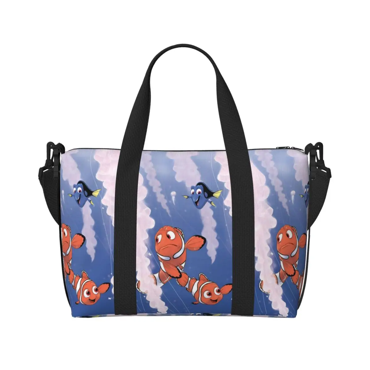 

Custom Finding Nemo Beach Tote Bag for Women Extra Large Gym Carry On Travel Shopping Bags