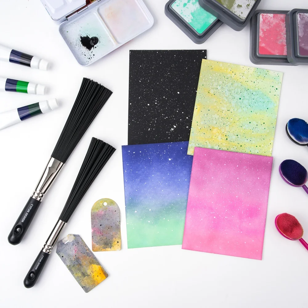 Falling In Art Round And Flat Splatter Paint Brush, Large Scale Brush For Watercolor And Acrylic Paints Durable