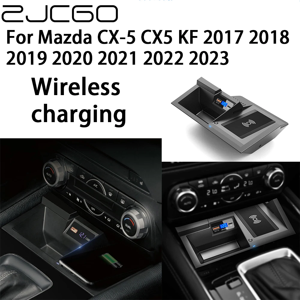 

ZJCGO 15W Car QI Mobile Phone Fast Charging Wireless Charger for Mazda CX-5 CX5 KF 2017 2018 2019 2020 2021 2022 2023