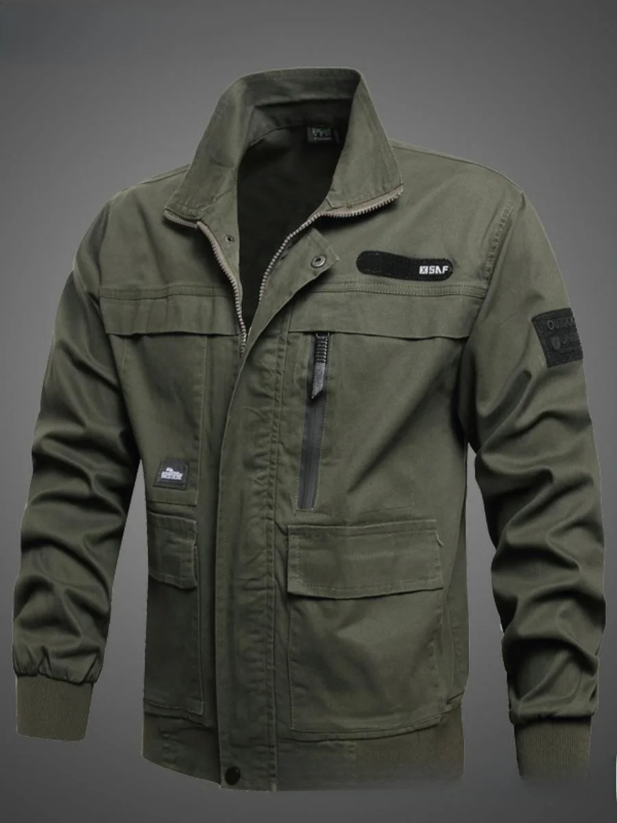 

Мужская рабочая куртка из смесовой хлопковой ткани, термостойкая, для сварки и ремонта, осенняя верхняя одежда, рабочая форма, верхняя часть костюма