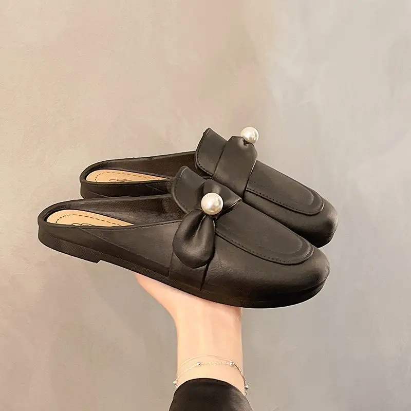 

‌ Дышащие женские сандалии с жемчугом — легкие слипоны с закрытым носком для повседневной удобной ходьбы