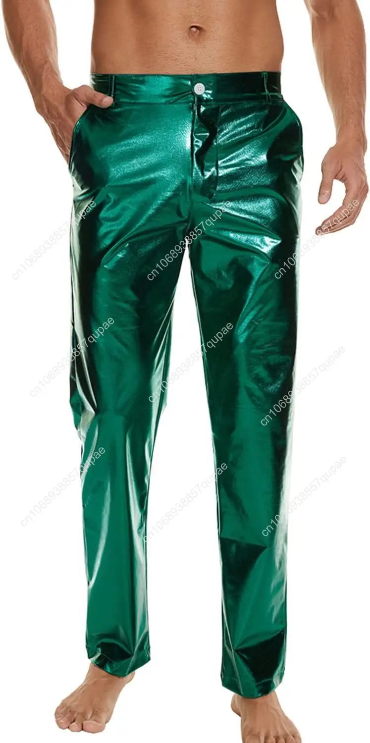 Metallic Glossy Disco Pants Retro Fashion Mens Womens Teens Green Gold White Straight Pants Party Cosplay Stage Harem Pants