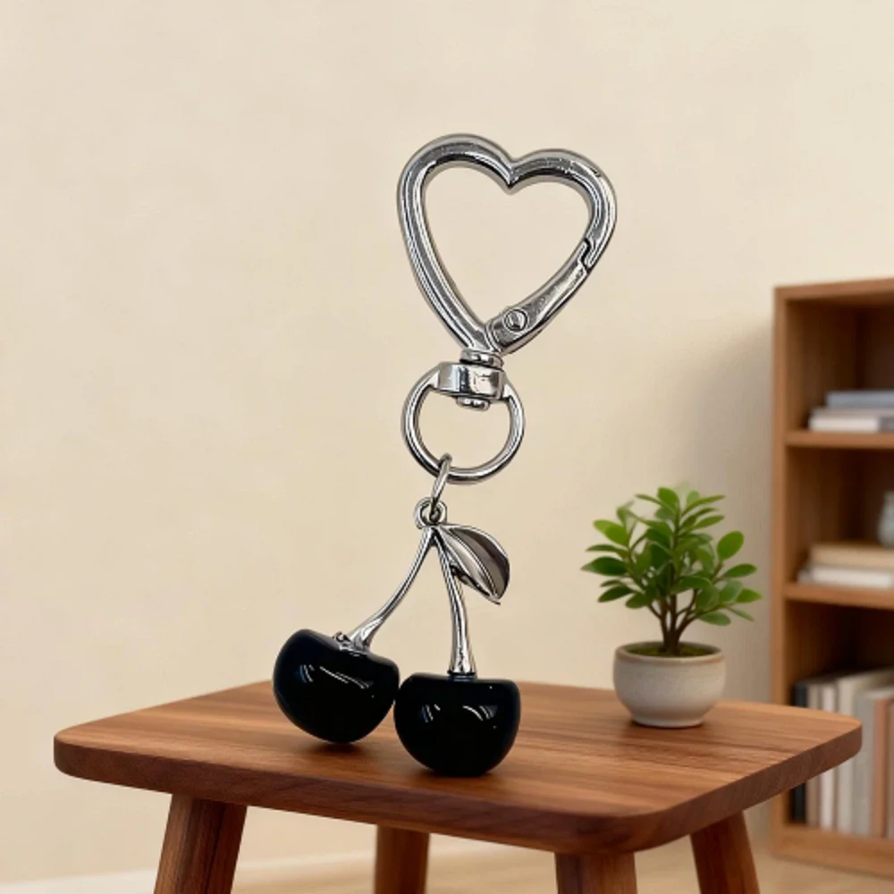 

Creative Jewelry Cherry Keychain Fruit Waist Hanging Design Pendant Cute Accessories Backpack Car Key Ring Simulation girl gift