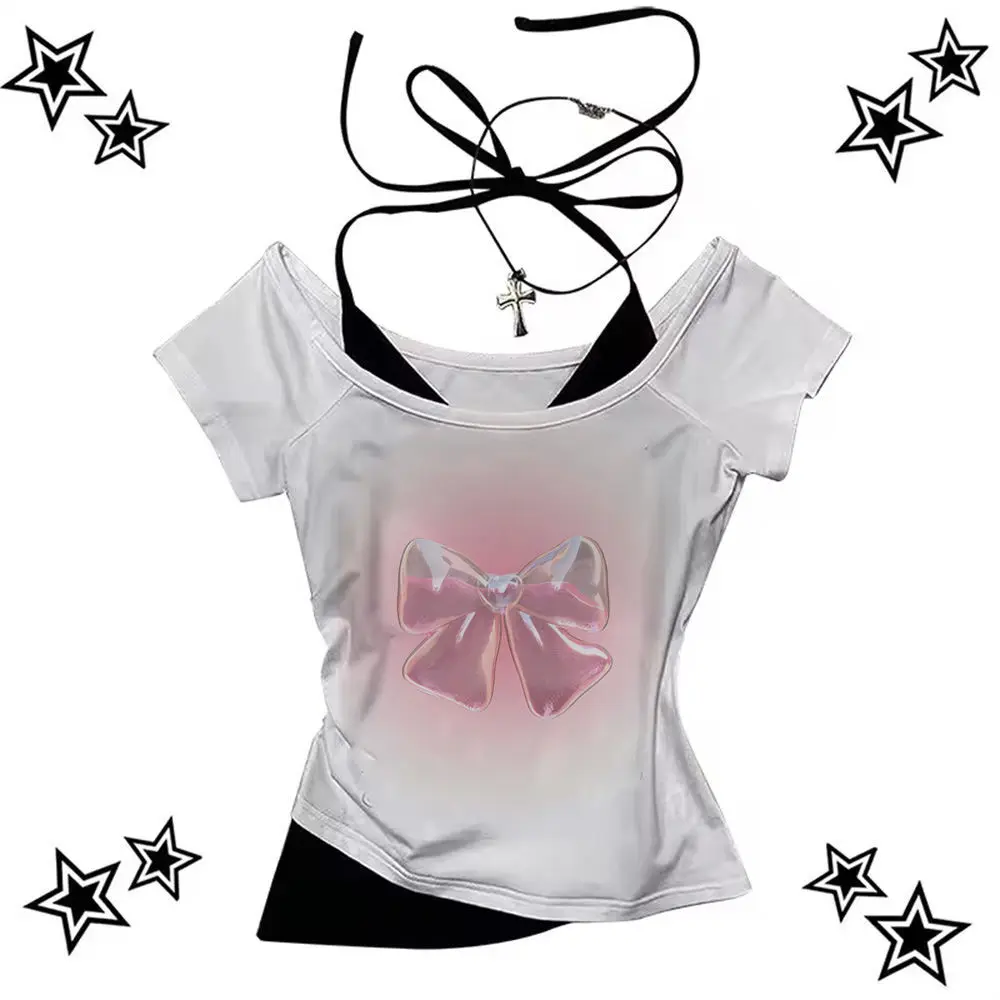 

Y2k Baby Tee crop top y2k coquette corset Streetwear gothic Aesthetic summer shoujo girl style girls clothes