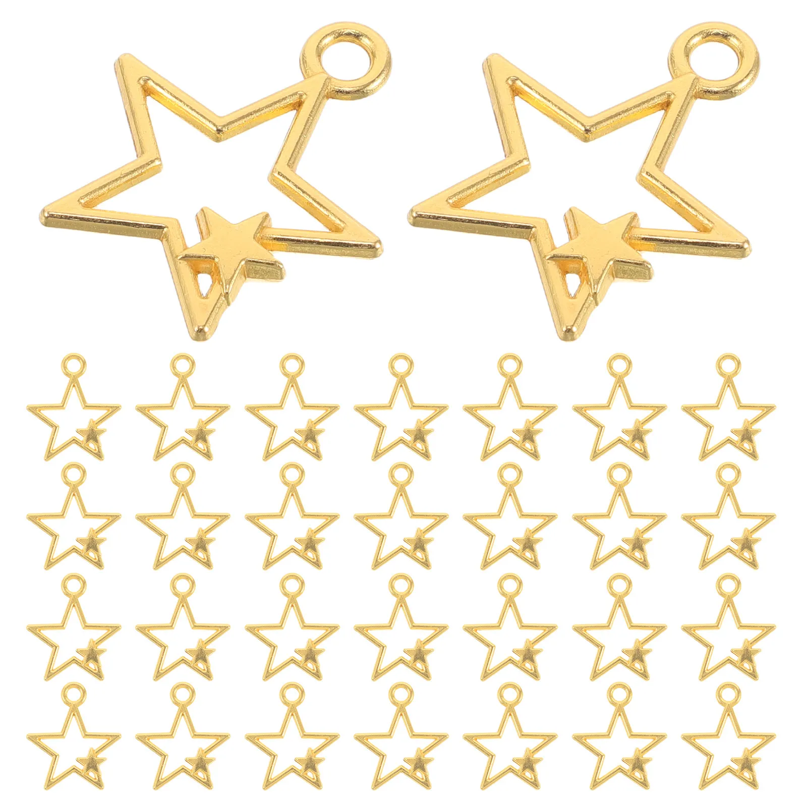 

100Pcs Golden Hollow Star Pendants Metal Charms for Jewelry Making DIY Bracelets Necklaces Earrings Keychains Craft Accessories