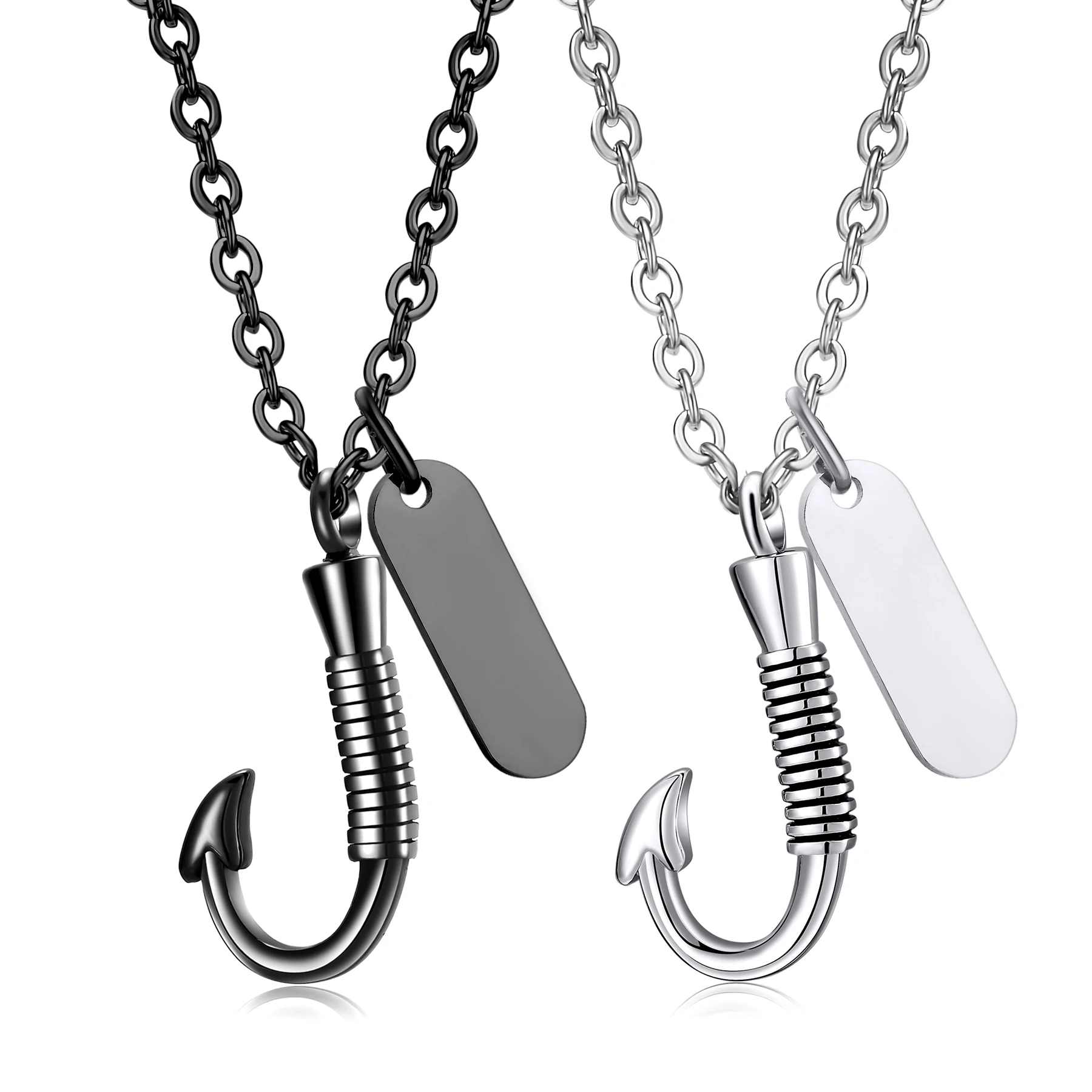 Edelstahl-Angelhaken-Urnenkette für Asche, Angelhaken-Urnen-Schmuck, Gedenk-Anhänger, Andenken für Männer – Detail 7