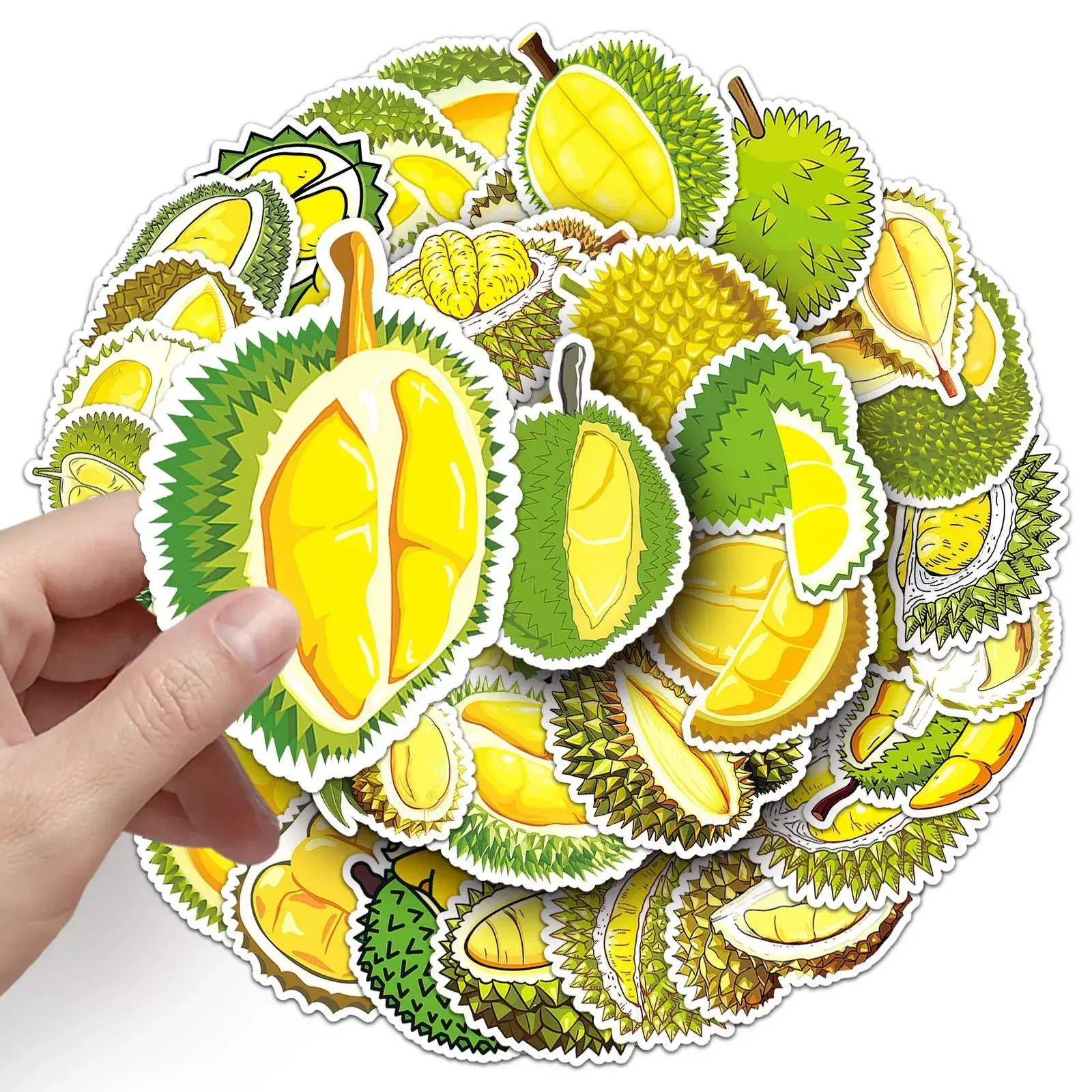 50pcs Cartoon Durian Sticker For Phone Scrapbook Laptop Suitcase Ipad DIY Fruit Stickers Pack Scrapbooking Supplies