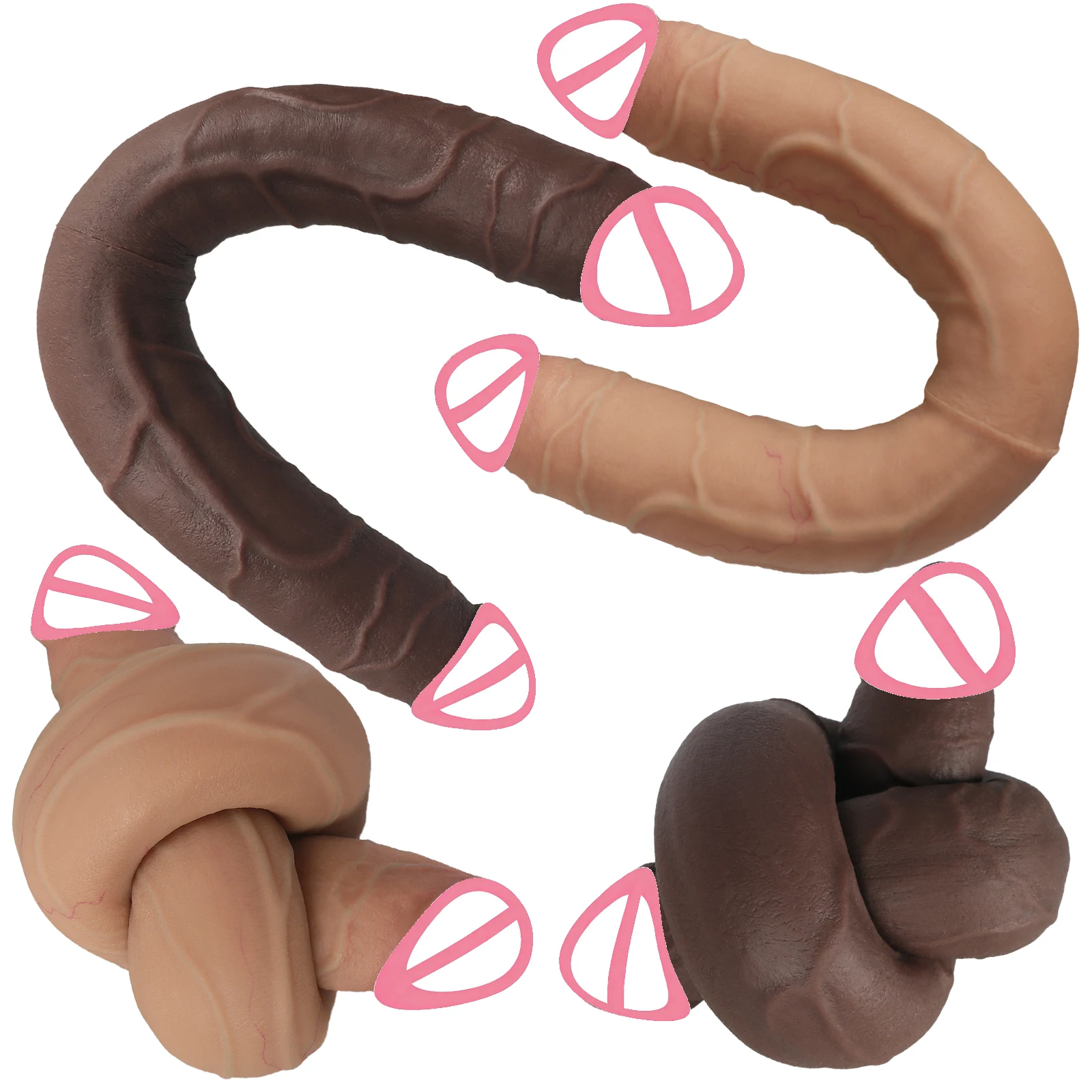 Huge Double Dildo Lesbian U Shaped Realistic Dildo G-Spot Vagina Anal Massage Big Penis Masturbator Adult Sex Toys For Women Men