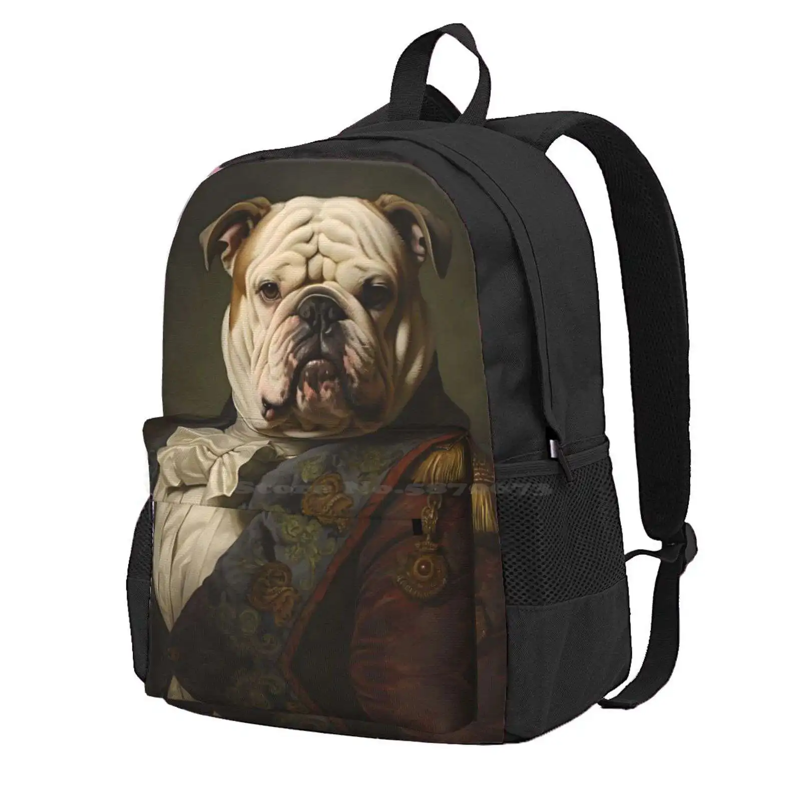 Aristocratic English Bulldog Portrait Art Hot Sale Schoolbag Backpack Fashion Bags Dogs English Bull Dog Costume Dog In Suit