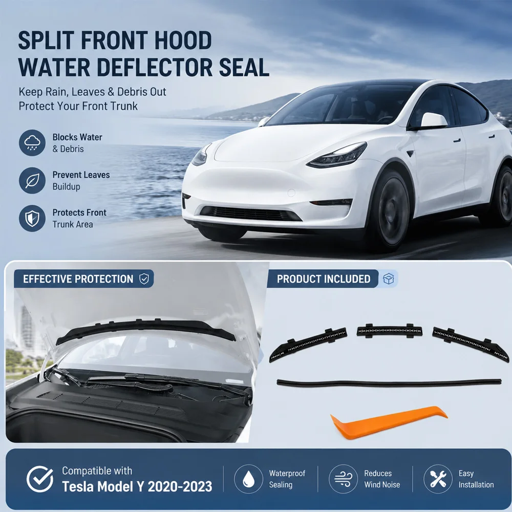 For Tesla Model Y 2020 2021 2022 2023 Car Front Hood Sealing Strips Front Chassis Cover Air Inlet Protective Cover