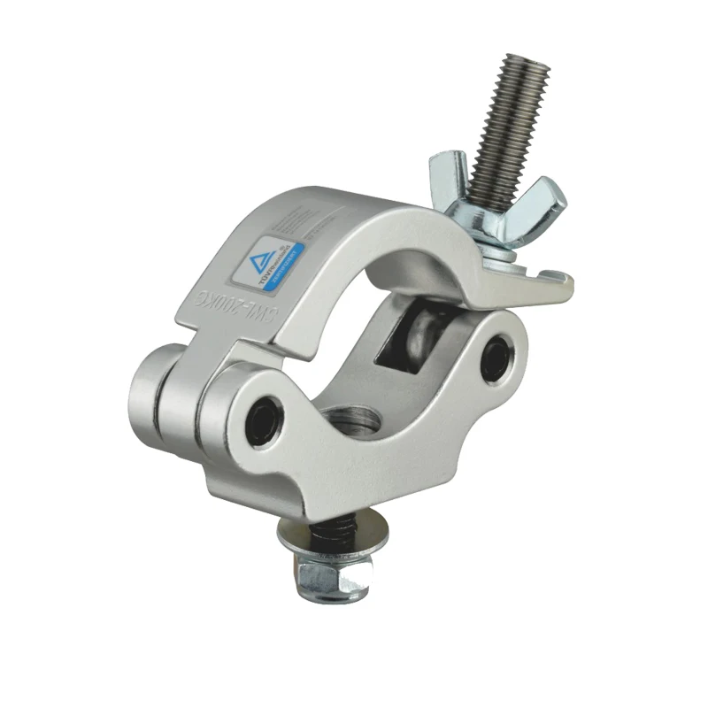 

2-дюймовый алюминиевый сверхмощный полуразъемный ферменный зажим шириной 50 мм, серебристый, подходит для сценического освещения с крючком 48-52 мм, крепление DJ Beam Lights