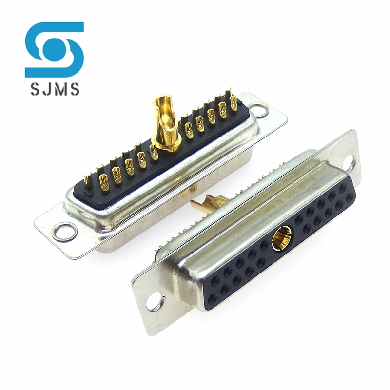 DB 21W1 30A Gold Plated Male / Female High Current Connector D-SUB Adapter Solder Type 20+1 21Pin Plug Socket Welding High Power