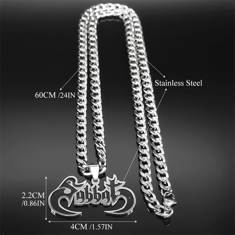 Goth Hip Hop Music Band Pendant Necklace for Women Men Stainless Steel Gothic Punk Male Chain Necklaces Jewelry 7729-QKC
