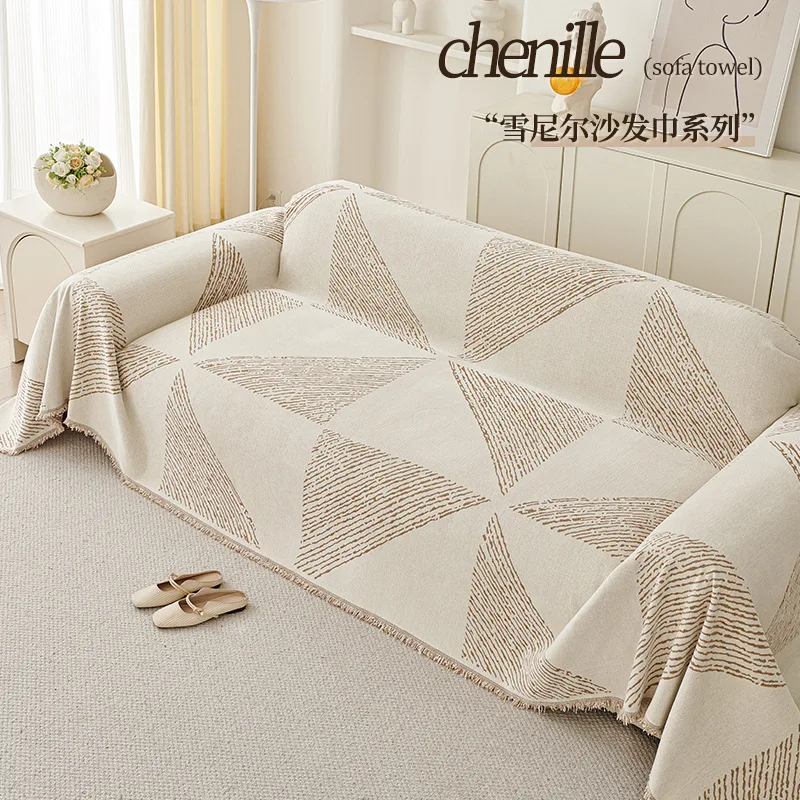 

Chenille Sofa Cover Reversible 4-Season Couch Slipcover for 2/3/4 Seater Living Room Anti-Slip Protector