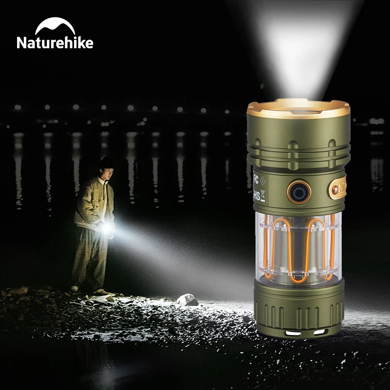 Latarki LED Naturehike o dużej mocy, ultralekkie, wodoodporne, z zasięgiem oświetlenia 250 m, światło otoczenia, wielofunkcyjne, idealne na kemping i do użytku na zewnątrz.