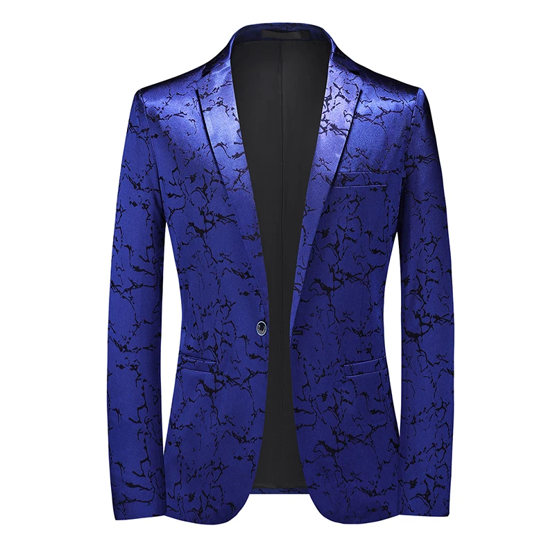 

Men's business Fashion leisure Suit Party Coat Casual Slim Fit Blazer One Buttons Suit 3D Floral Print Painting Blazers Jacket