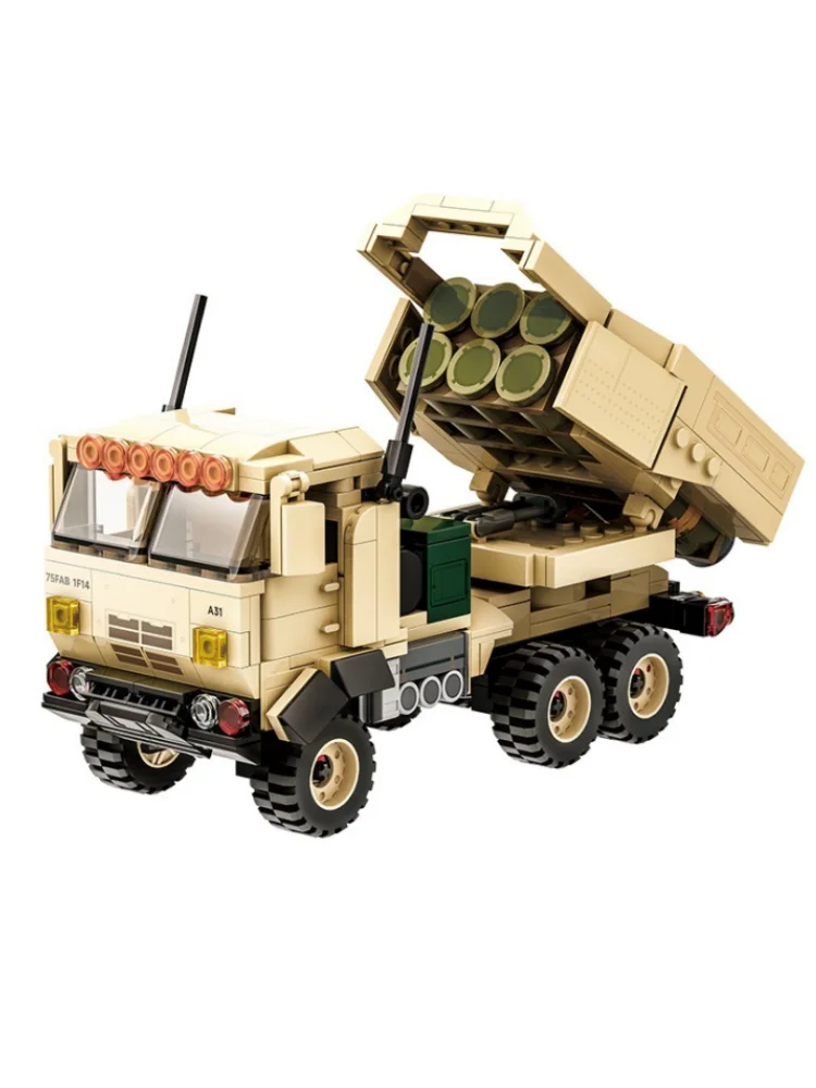 443PCS Militaire WW2 M142 HIMARS Boxer Gepantserde Voertuig Bouwstenen Mobiliteit Artillerie Raket Bouwstenen Kinderen Speelgoed - afbeelding 2