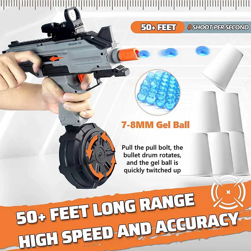 Elektryczny pistolet na kulki splatter UZI, szybki, automatyczny, z prędkością od 180 FPS i zasięgiem ponad 150 stóp.