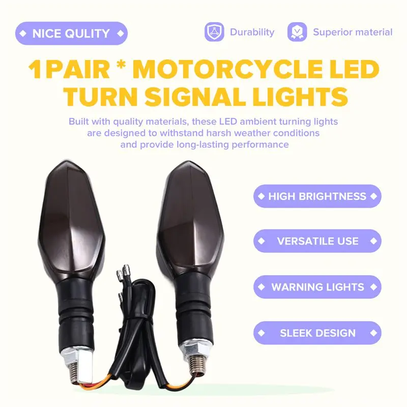 A22F-1Pair Motorcycle LED Turn Signal Lights Mini Flashing Light Projection Lamp LED Ambient Turning Lights