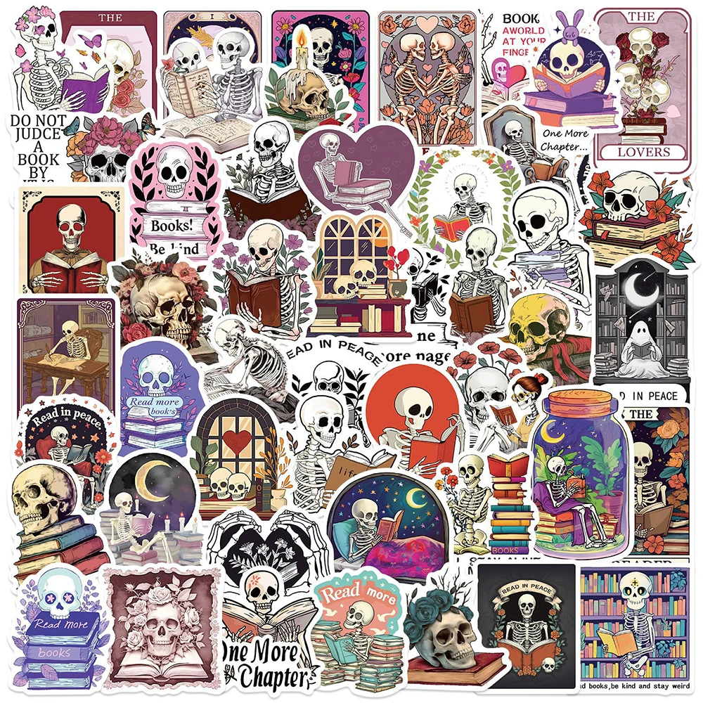10/30/50 Stück Dark Romance Skull Bookish Aufkleber Ästhetische Death Reading Aufkleber DIY Gepäck Laptop Wasserdichte Graffiti Aufkleber