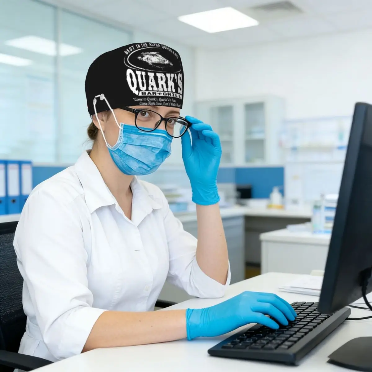 Deep Space 9 Quarks Bar Scrub Hat Doctor Working Surgical Cap Unisex Adjustable Nursing Caps for Dentist