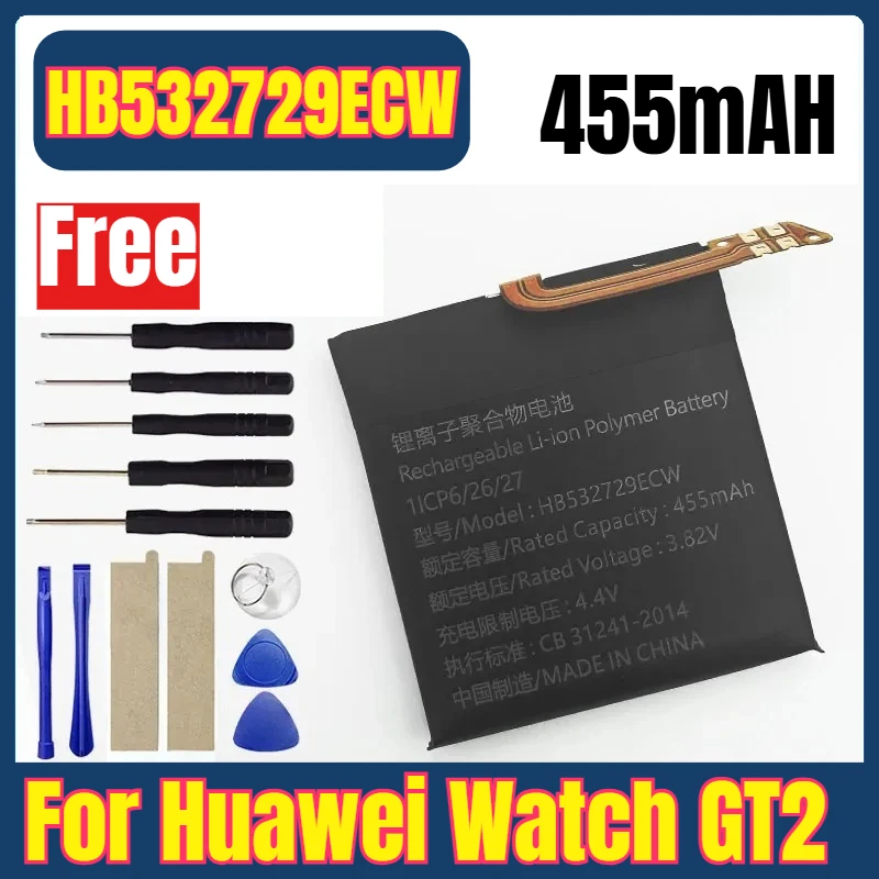 

HB532729ECW 455mAh for Huawei Watch GT2 GT 2 46MM LTN-B19 Smart Watches Batteries + Free Tools
