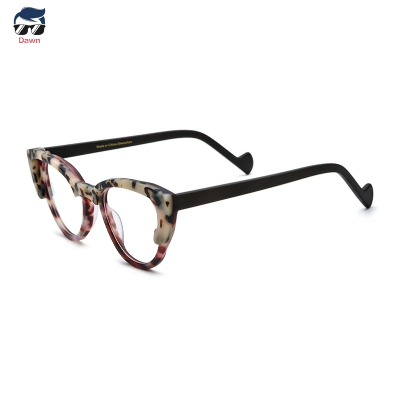 

2025 New Cat Eye Acetate Eyeglasses Frames Women Men Blended Color Vintage Retro Prescription Glasses with Blue Light Blocking