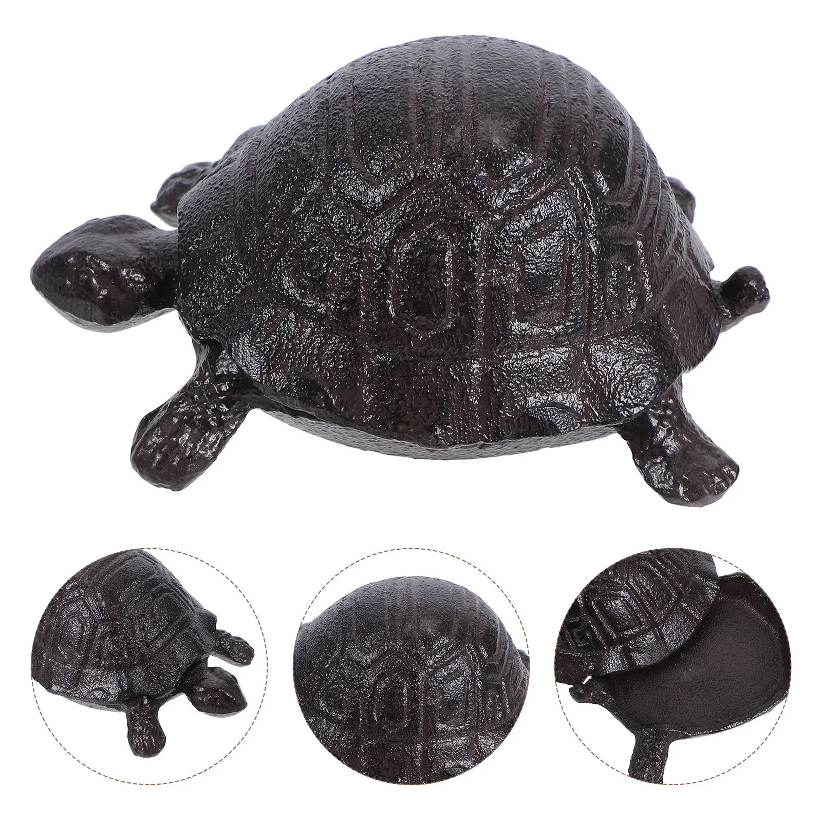 Turtle Storage Box Cast Iron Vintage Secret Key Hider Outdoor Garden Decor Tortoise Ornament Functional Entryway Key Organizer