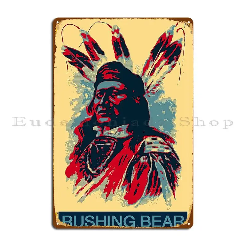 Rushing Bear Metal Sign Cinema Funny Wall Plaque Iron Wall Decor Tin Sign Poster