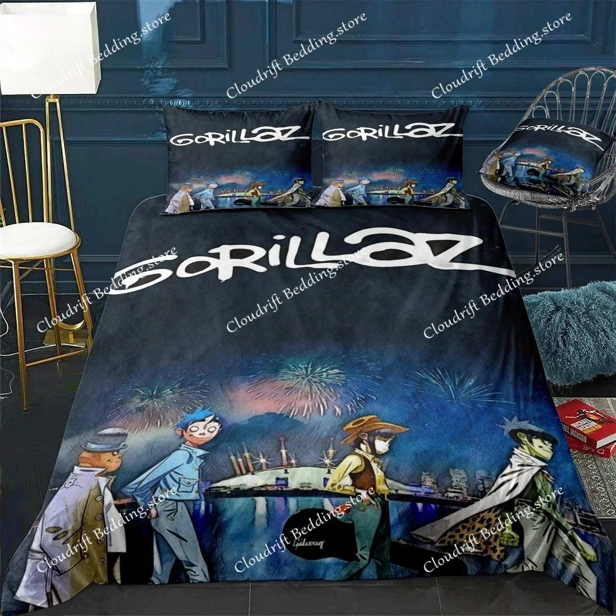 

Music Band Gorillaz Bedding Set Anime Duvet Covers Double Bed Twin Size Bedding Quilt Cover Cartoon Children's Bed Set For Home0